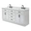 Meuble-lavabo double en bois massif 72 po avec plateau en marbre Carrara de Thornaby 72 po-1290203468