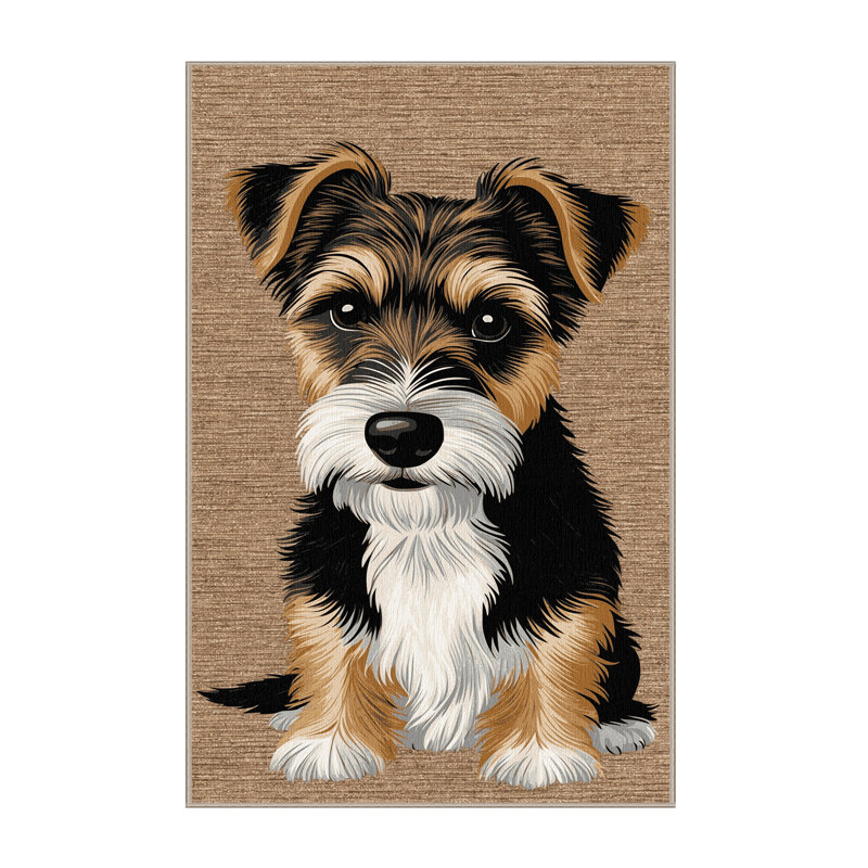Washable Border Terrier Dogs Area Rug, Rectangle 8' x 12'
