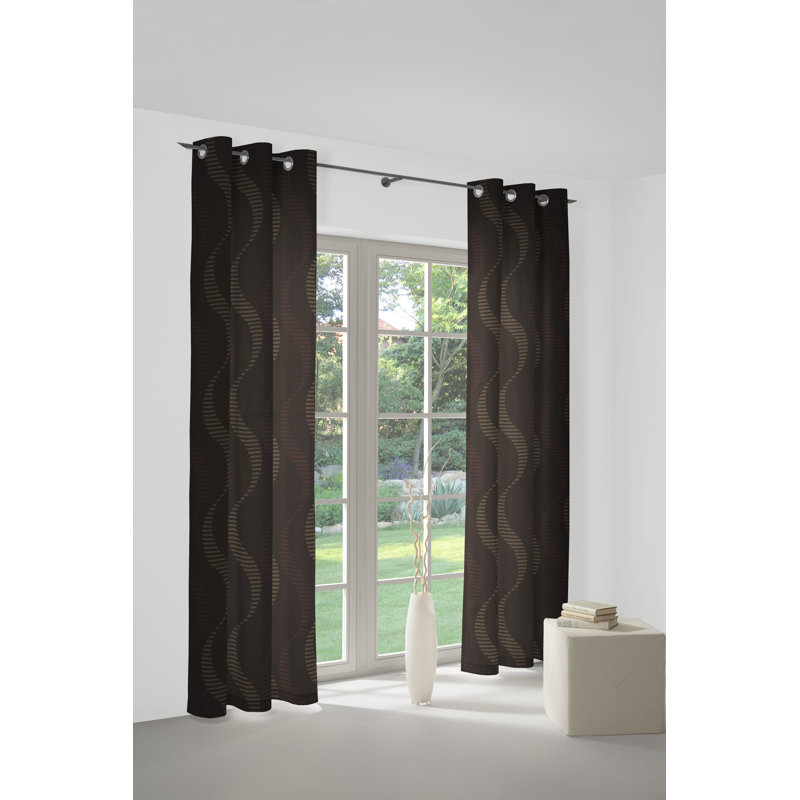 Pearson Eyelet Curtain, single panel, opaque, 132cm Width x 255cm Drop, Brown