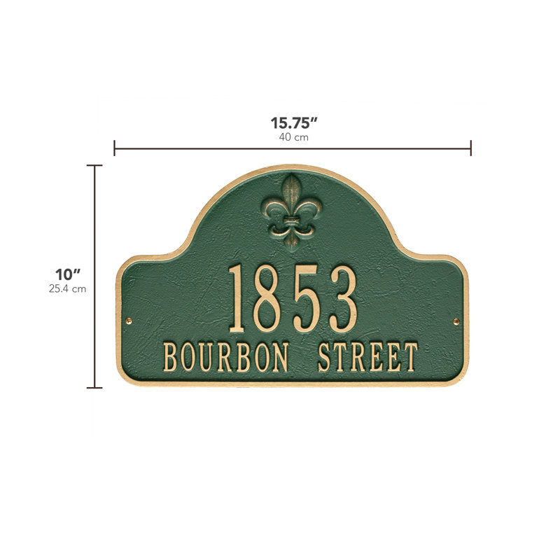 Lexy 2-Line Wall Address Plaque, Green/Gold, Yes