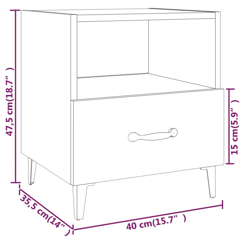 Westerham 40cm W Bedside Table, Concrete