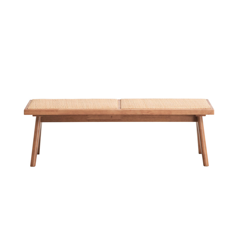 Banc de style Mid-Century moderne, hauteur de 16 pouces, filet respirant pour siège aéré, patio naturel sans dossier, profondeur 14, parfait pour manger