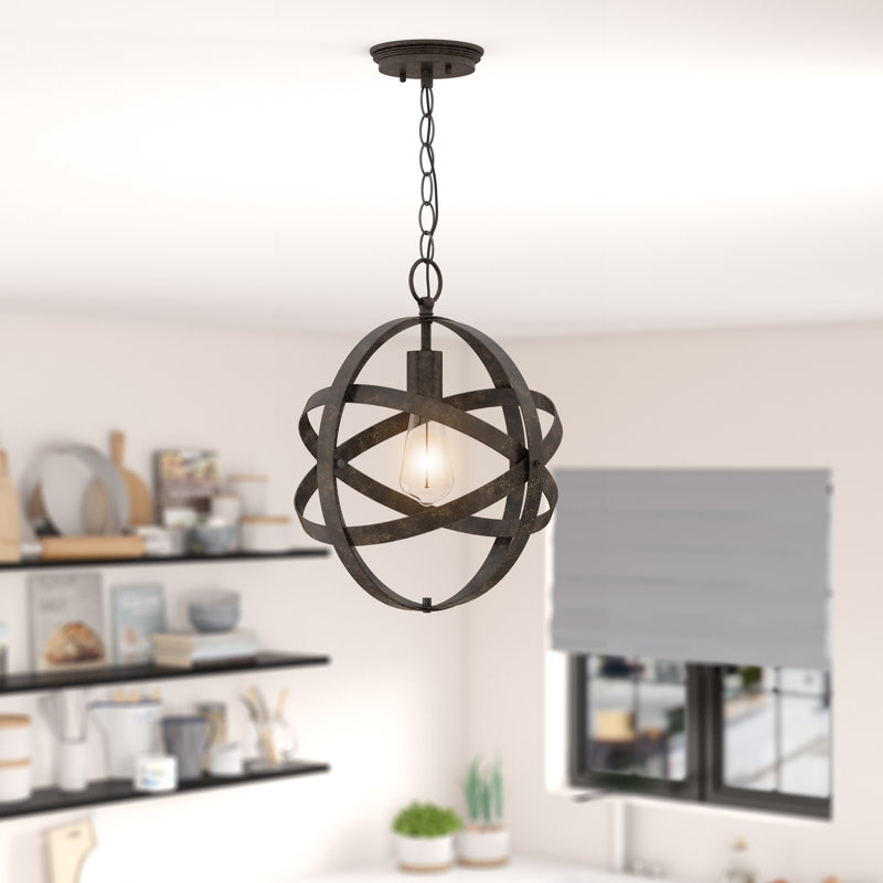 Luminaire suspendu sphère 1 lumière Katie, Argent antique