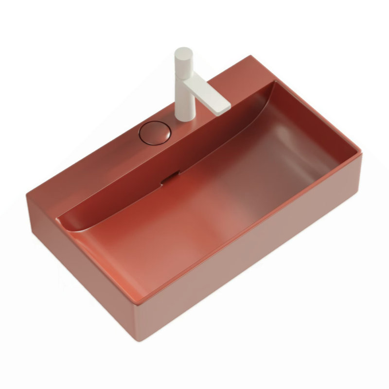 Bathroom Sink Without Cabinet,  Ceramic Basin, Copper