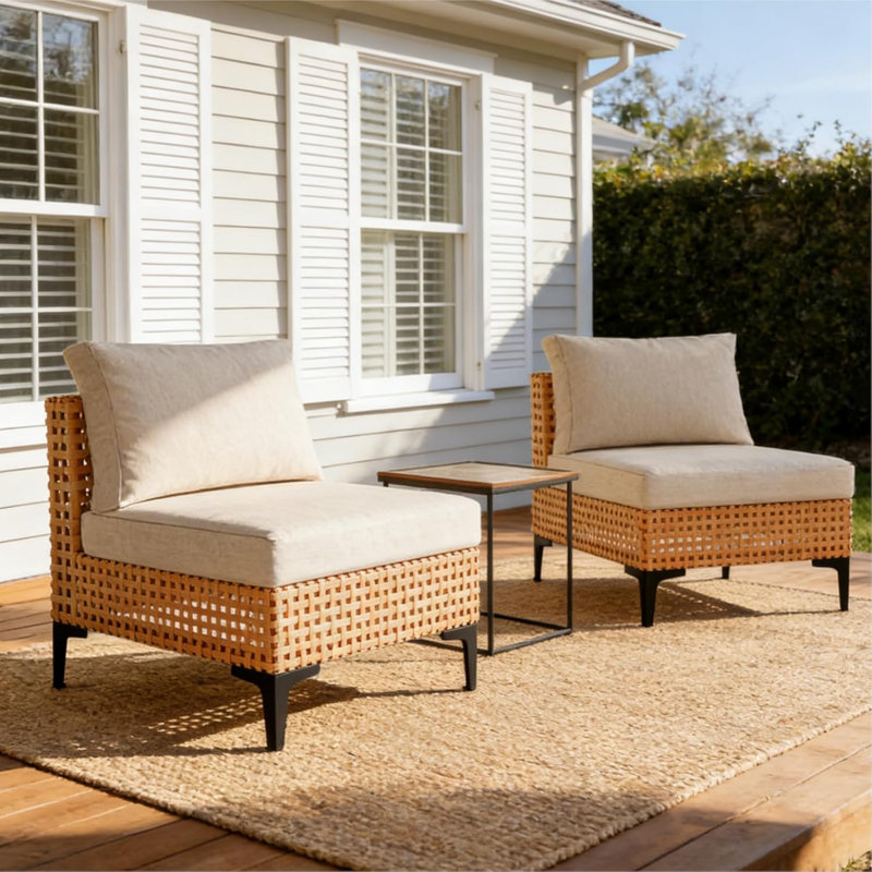 Ensemble de meubles de patio modulaire 2 pièces Ensemble de meubles de jardin modulaires en osier avec coussins