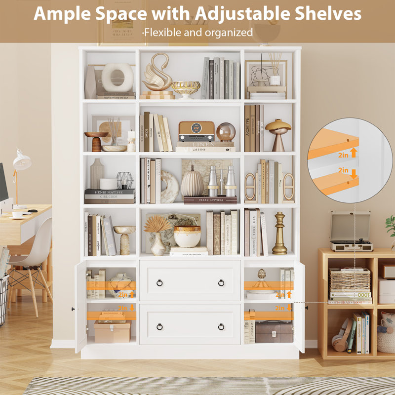 70.9" Tall Bookshelf And Bookcase, 6 Tier Floor Standing Bookcase For Home Office, Living Room, White