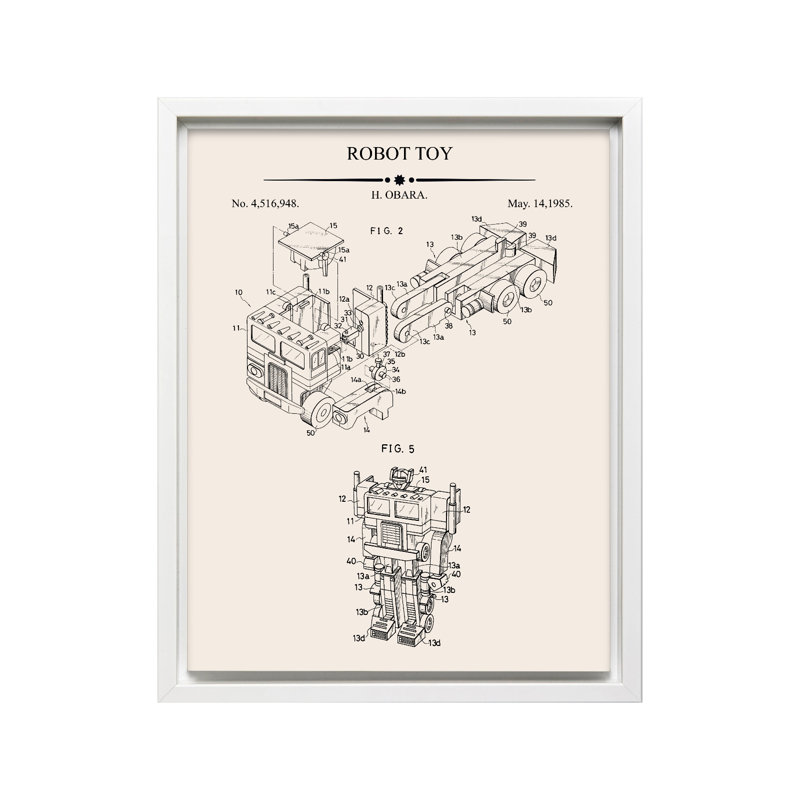 Plan de robot Optimus, H 16 po x l 20 po, Canevas, Encadrement blanc