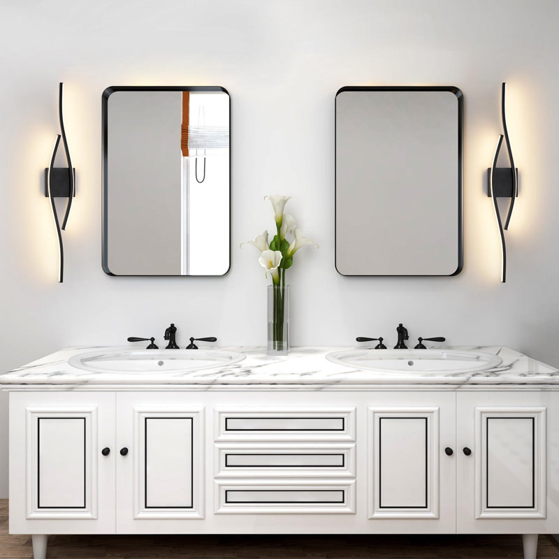 Luminaire de salle de bain moderne à DEL à intensité variable avec 5 températures de couleur réglables, Noir mat