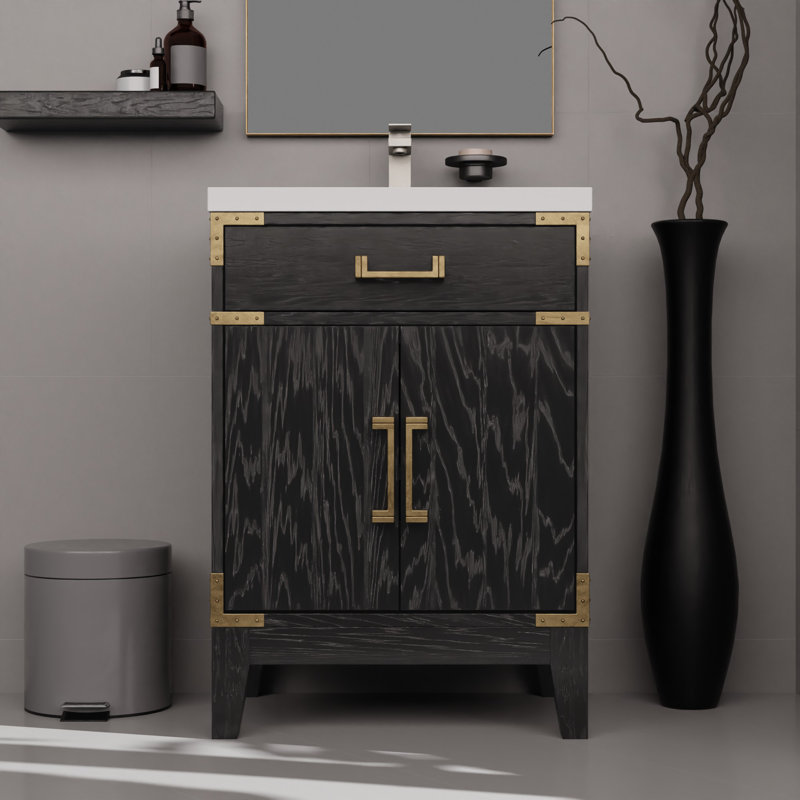 Laurel 24" Black Oak Single Bath Vanity with Acrylic Top