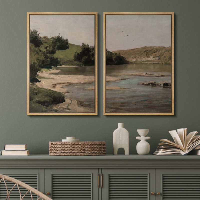 Tranquil River Bend Peaceful Riverside, paysage, nature, désert, illustrations, décor, H 36 po x l 24 po, Naturel