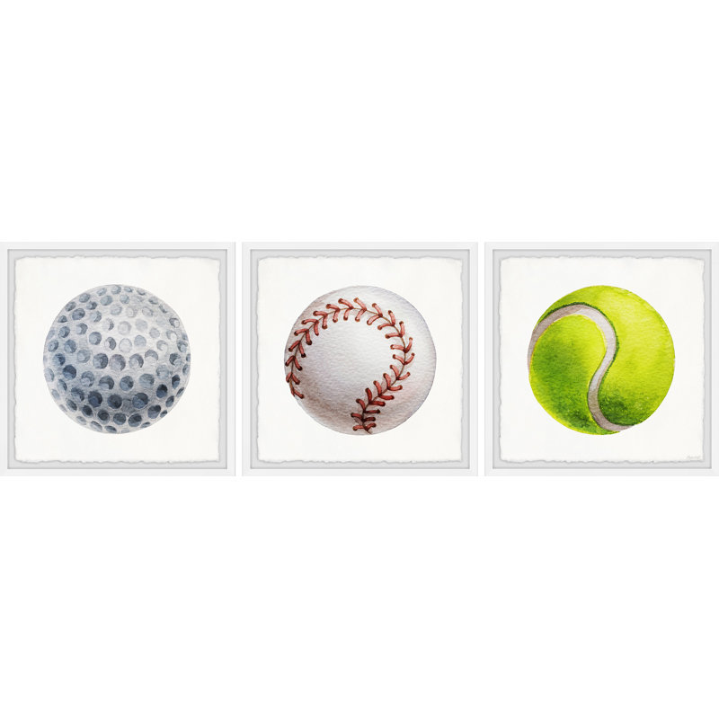 Easterwood Grab A Ball - 3 Piece Single Picture Frame Print Set, 81cm H x 244cm W
