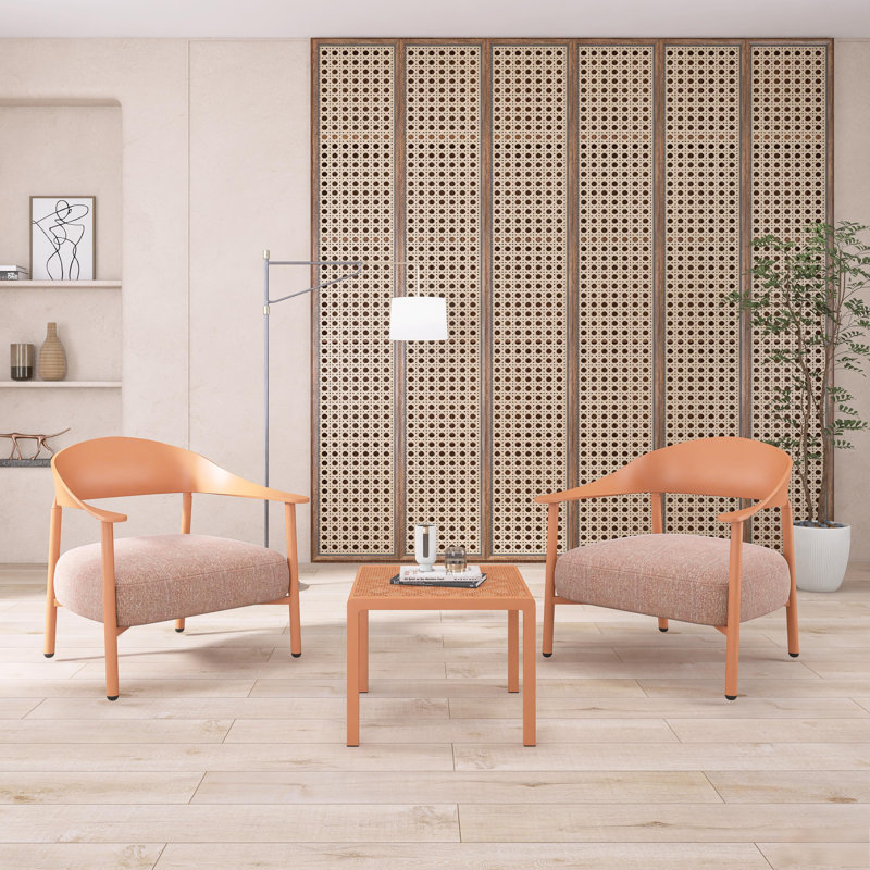 Ensemble de conversation 3 pièces Modern, Coussin brun clair / structure brune
