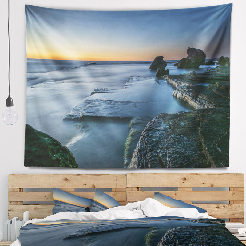 Tapisserie de soleil à terre seascape en polyester avec accessoires suspendus inclus, H 32 po x l 39 po