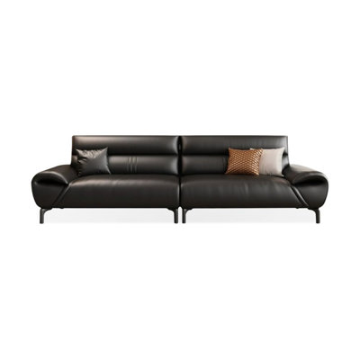 Black Genuine Leather Modular Sofa bed cushion couch