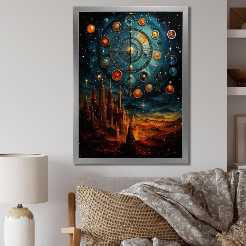 Astrologie astrologique, impression sur toile, H 20 po x l 12 po x P 1 po, Cadre photo argenté