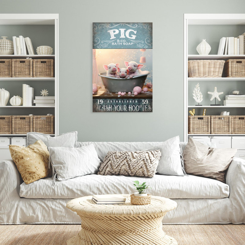 " Pig Bath Soap ", 36" H x 24" W x 1.25" D