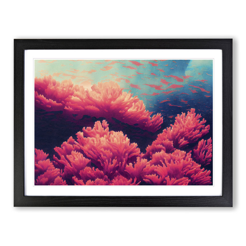 XH1022-2350X Coral Reef Vol.1 - Single Picture Frame Print, Black, 46cm H x 64cm W x 2cm D