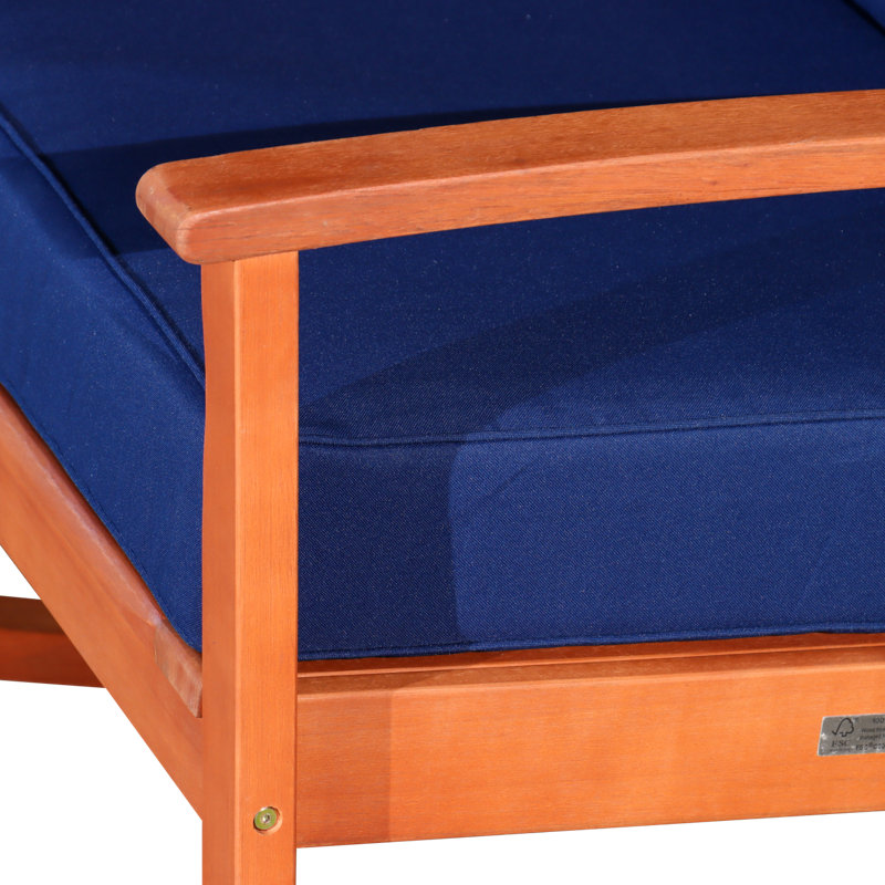 Eucalyptus Rocking Chair With Cushions, Natural, Navy