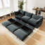 Canapé-lit 3 places avec repose-pieds, gris chenille, rangement modulaire caché sous chaque siège, usure et tissu doux, large choix de couleurs gris pour le salon, canapé-lit-2065057275
