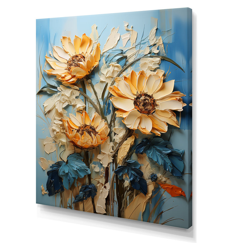 Tournesols Azure Fields I, Toile tendue, H 44 po x l 34 po x P 1,5 po