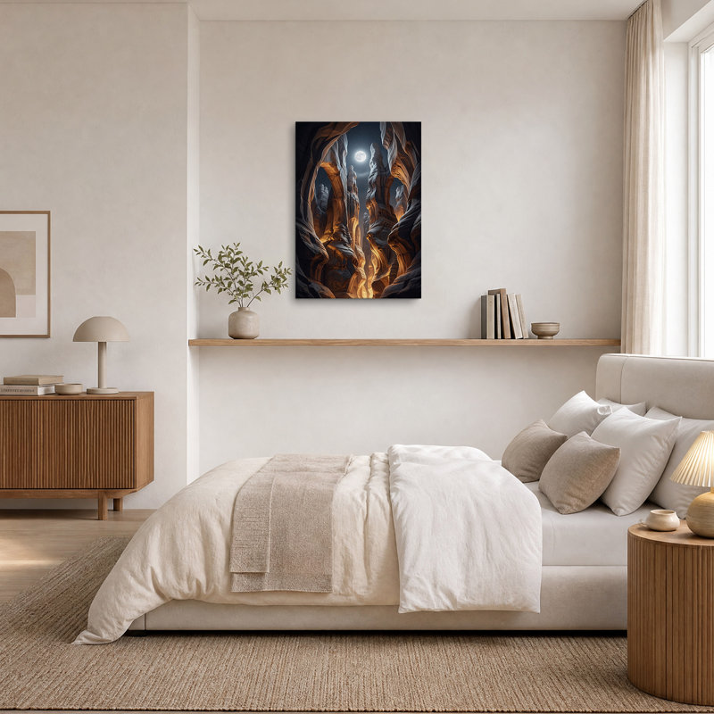 Piliers de grès au clair de lune sous les étoiles - Tableau sur toile, H 18 po x l 12 po