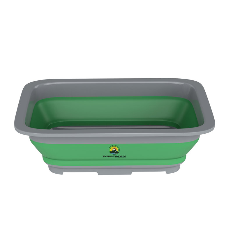 Wakeman Collapsible 7.27L Ice Bucket - Multi-Use Basin, Dish Tub, and Storage Basket, Green