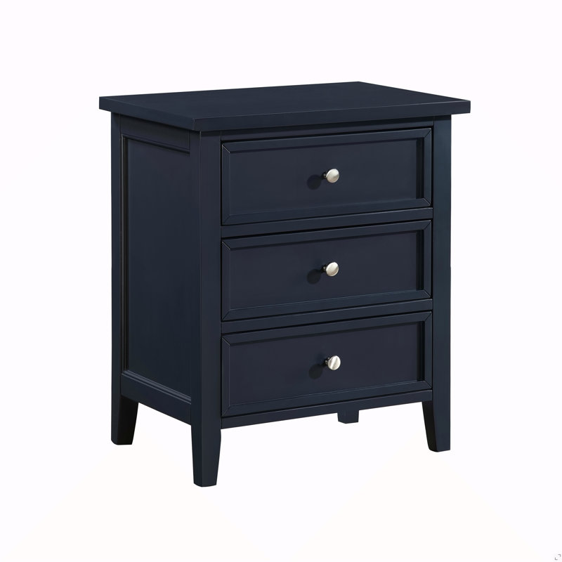 Table de chevet 3 tiroirs - Bleu minuit