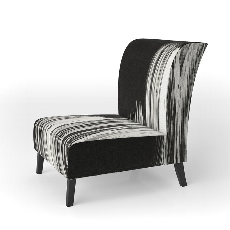Brechta Vibrant Curve Design II - Velvet Upholstered Modern Slipper Chair, White/Black