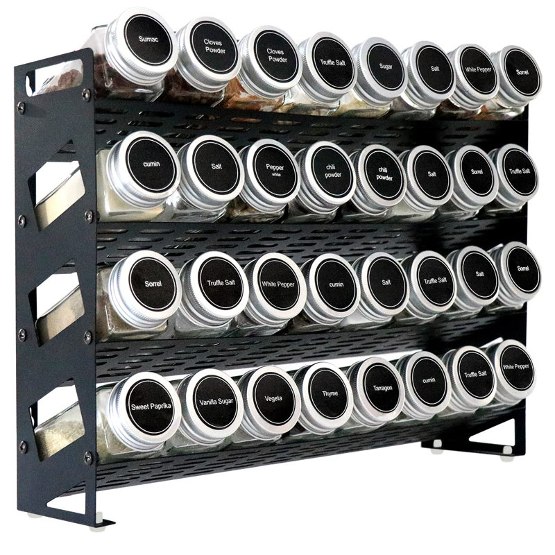 Matte Black 4-Tier Metal Spice Rack Organizer