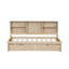 Structure de lit de jour simple avec buffet, port intégré, 2 tiroirs, tablettes latérales au fini naturel, abat-jour-1655352372