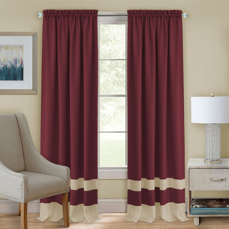 Lender Semi Sheer Curtain Single Panel, 52"W x 63"L, Marsala/Tan