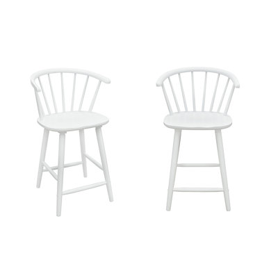 2Pc Contemporary Counter Height Stool Chair Spindle Back Wooden Kitchen Dining Room Furniture