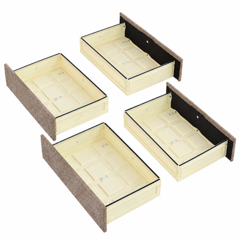 Lit plateforme tapissier avec 4 tiroirs Braya, Queen