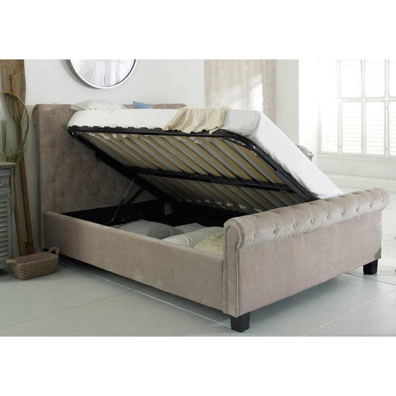 Eric Upholstered Ottoman Storage Bed, Double (4'6), Mink