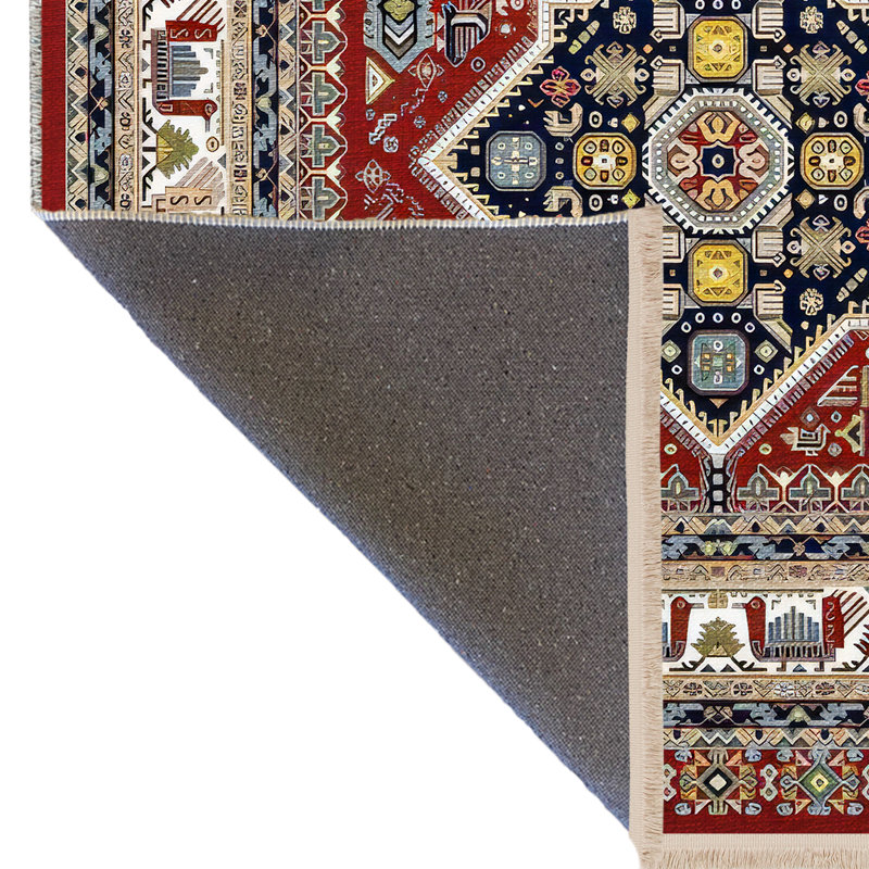 Tapis décoratif rétro bourgogne, Rectangle 4'11.06" x 7'6.55"