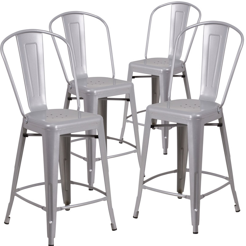 Tabouret de bar 24,25 po Flara, Argent argent