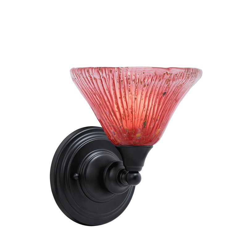 Wall Sconce Shown With 5.5" Fluted Crystal Glass, 9.25" H x 7" W x 7.75" D, Raspberry