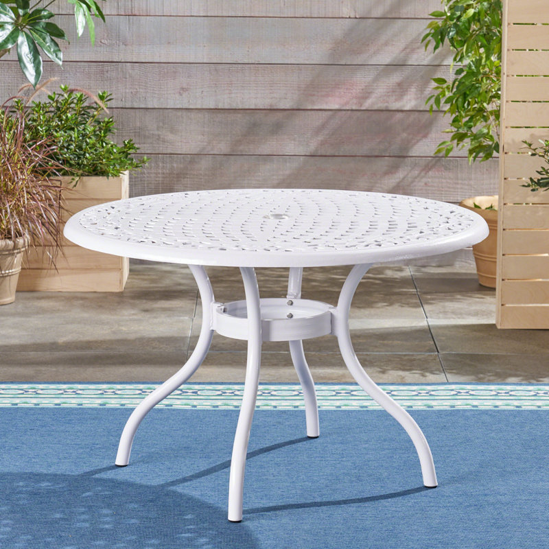 Table de salle à manger en aluminium Usrey, Blanc