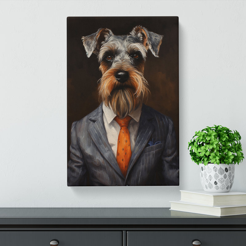 Schnauzer In A Suit No.5 - No Frame Print, 60cm H x 40cm W x 3cm D