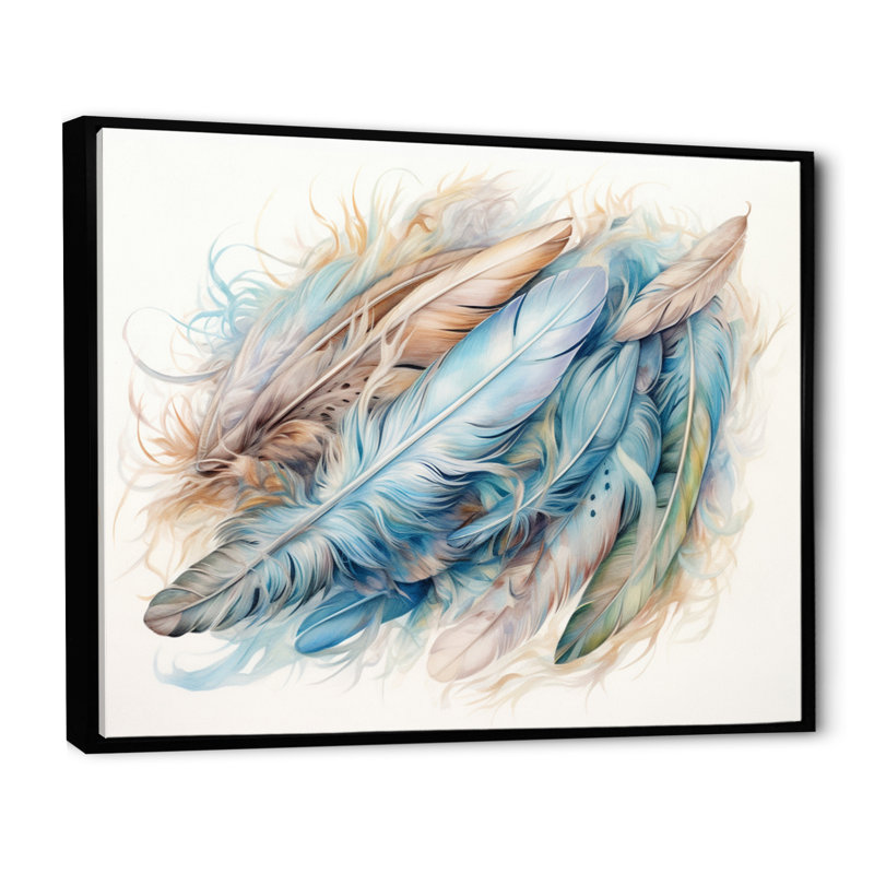 «Graceful Quills II - Feathers», reproduction d'art mural, H 16 po x l 32 po, Cadre flottant noir