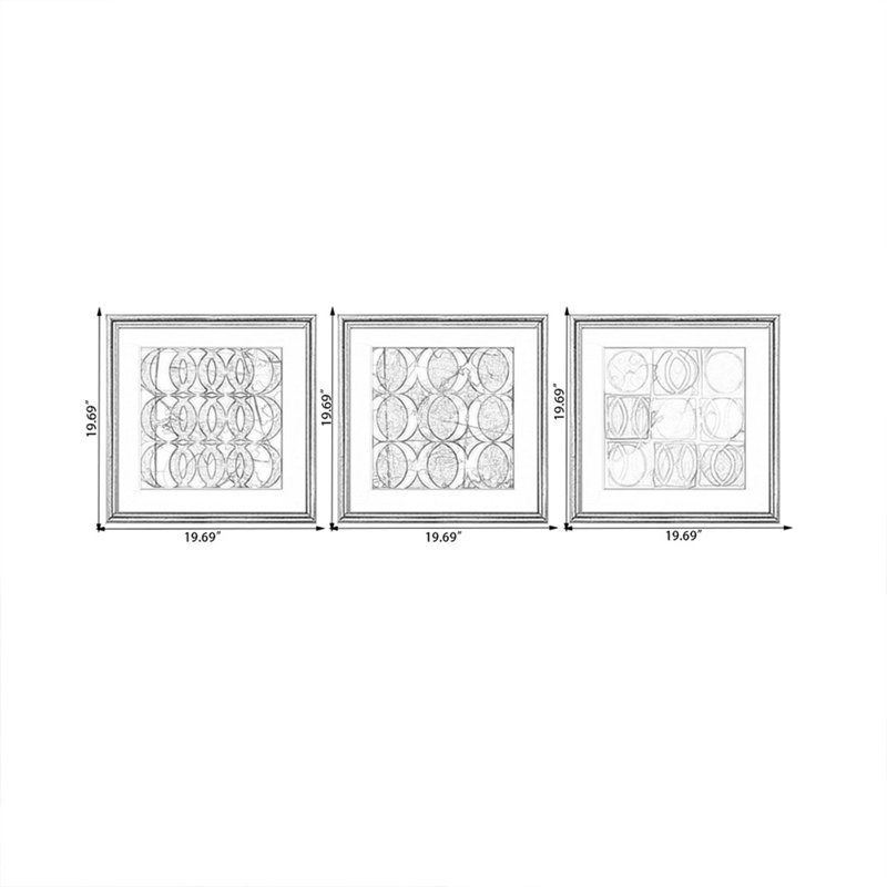 Ensemble de 3 pièces d'art mural Mid-Century, H 19,69 po x l 59,07 po
