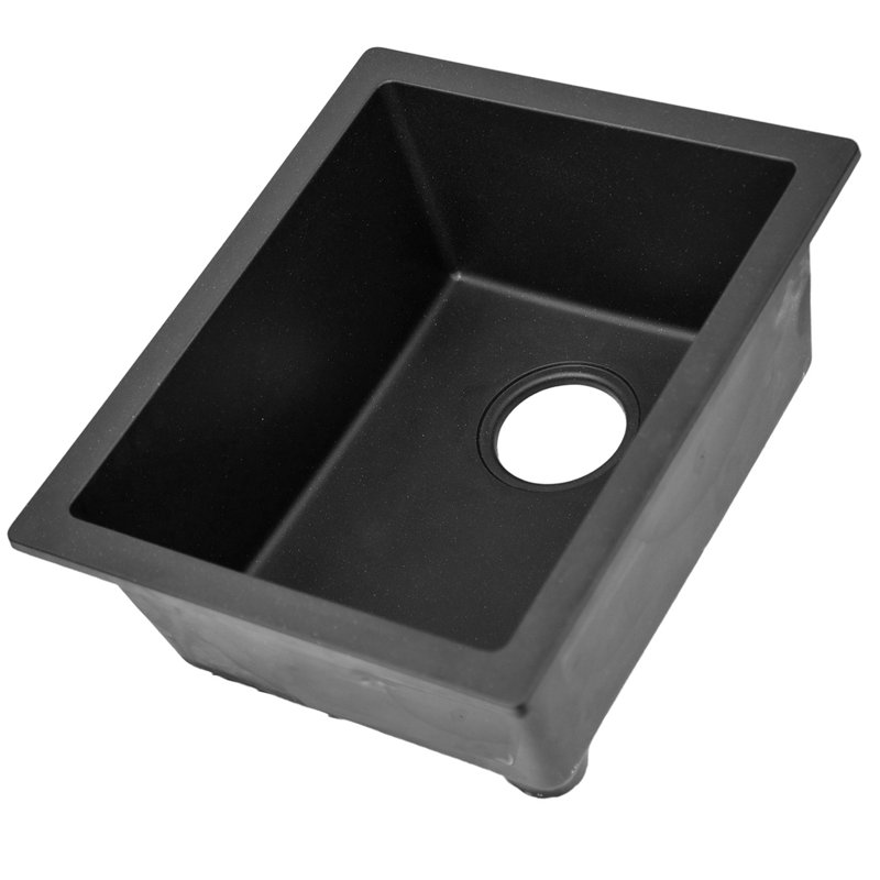 15'' L Single Bowl Granite Kitchen Sink, Matte Black