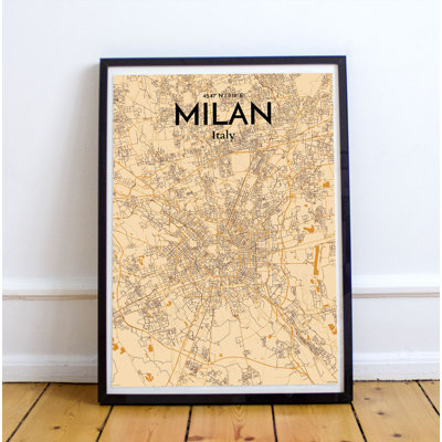 Milan City Map - No Frame Print