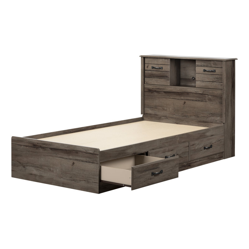 Ulysses Kids Twin with Drawers, Fall Oak, 40"H x 43.25"W  x 84.75"L