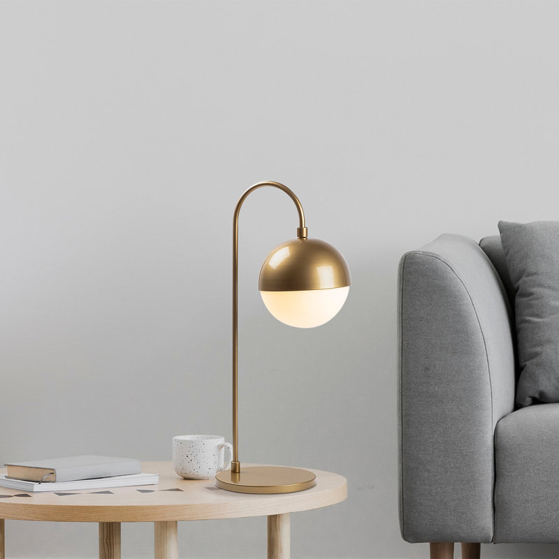 Lampe de table en métal Bono, Or, Blanc
