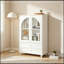 Armoire de rangement avec porte vitrée et 2 tiroirs-1254733741