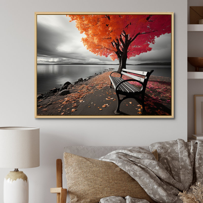 Impression sur toile Lake Lake, Cadre naturel flottant, H 34 po x l 44 po x P 1,5 po
