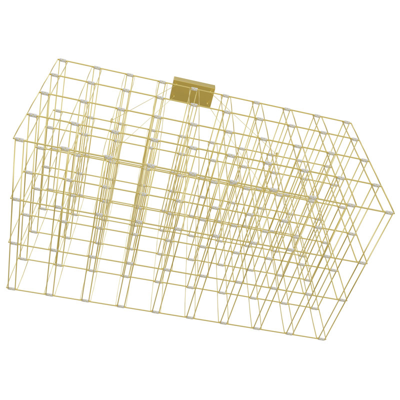 200 - Light Unique Rectangle LED Chandelier, 112, Gold