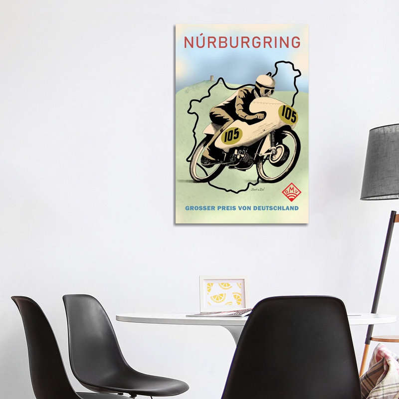 Nurburgring Motor Racing 1949 by Mark Rogan - Print on Canvas, 101.6cm H x 66.04cm W x 3.81cm D, Wrapped Canvas