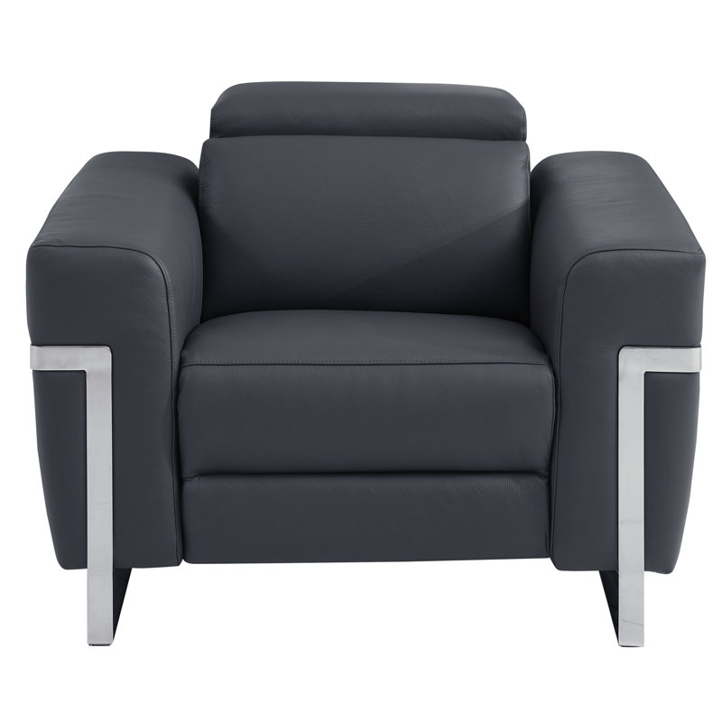 Cuir grainé avec fauteuil inclinable Global United, Gris foncé